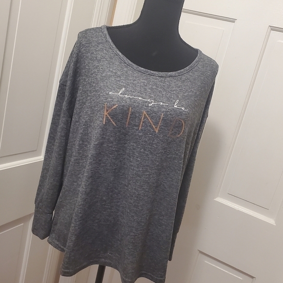 Danskin Heathered Gray Knit Top "always be KIND" SIZE 1X - Picture 1 of 9